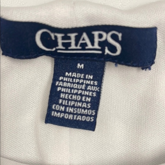 Chaps Floral Navy and White Fitted Dress Gathered Twist at Hip Boat Neck Size M - Picture 2 of 9